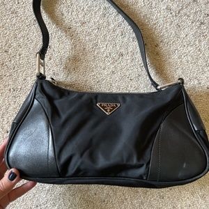 Prada Vintage black nylon shoulder bag